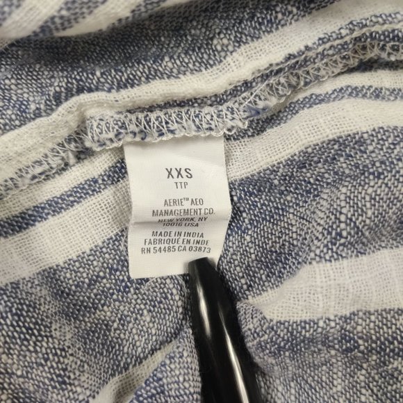 Aerie Womens Dress Rope Halter Backless Midi White Blue Stripe Fringe Sz XXS - Picture 5 of 6